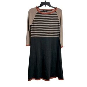 Nine West Women's  Sweater Dress - Size Medium -Beige, Gray, Orange 3/4 sleeves